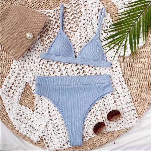 LAST L🎉💙Chelsea Skyblue Ribbed High Rise Bikini 💙 - Picture 2 of 6